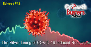 Coronavirus superimposed over chart of economic downturn